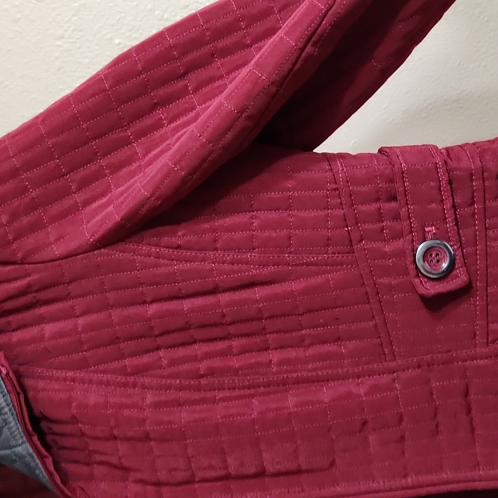 Gallery, Womens, Quilted Zip Coat, Maroon, Red and Pewter - Picture 12 of 14